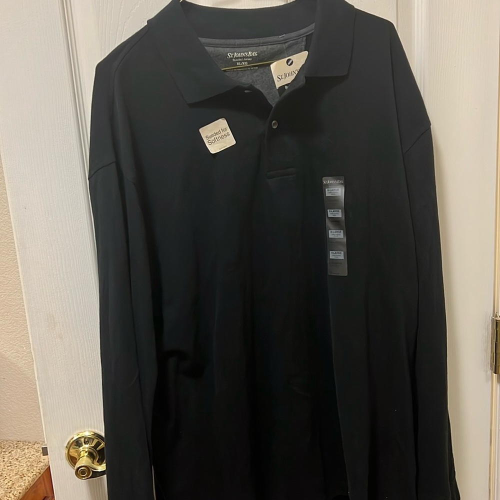 St. John’s Bay Men’s XL Sueded Jersey long sleeve polo, 100% cotton